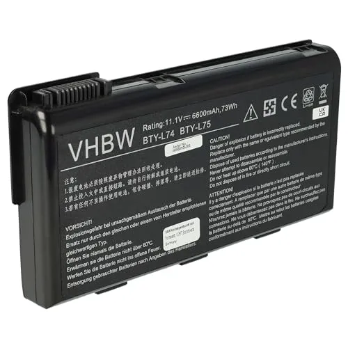 vhbw Akku kompatibel mit MSI CX600-049US, CX600-064UK, CX-600-T4343W7P, CX605, CX610-050BE Notebook (6600mAh, 11,1V, Li-Ion)