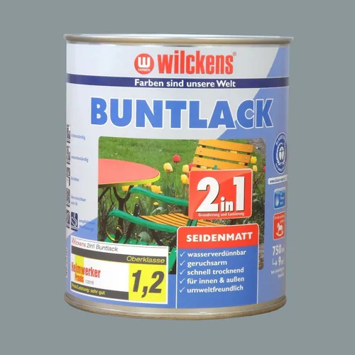 Wilckens BUNTLACK 2in1 seidenmatt 750ml - Lacke für Innen und Außen, schnelltrocknend und UV-beständig, ideal für Holz und Metall. Grund- und Deckanstrich in einem Schritt!