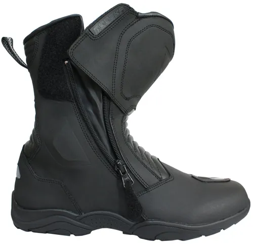 Modeka Arunas Kurzstiefel - Wasserdicht in Schwarz - 49 EU - Motorradstiefel mit 100% wasser- und winddichter Hipora®-Membrane, ideal für Tourenfahrer. Hoher Komfort und Sicherheit durch Knöchel- und Schaltverstärkung.