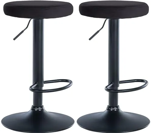 CLP Barhocker Ponte 2er Set - Höhenverstellbar & Drehbar, Samt in Schwarz - Moderne Barhocker Ponte im 2er Set mit hochwertigem Samtbezug, stufenlos höhenverstellbar und drehbar für optimalen Komfort. Ideal für jede Küche oder Bar.