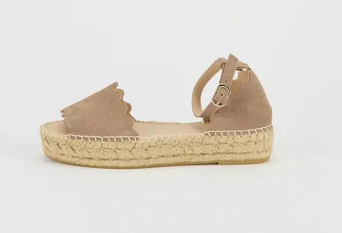 espadrij l ́originale Sandale Lyon Taupe - 39 EU - Wanderschuhe aus 100% Velourleder mit Jute- und Naturkautschuksohle, ideal für bequeme Sommerwanderungen und Freizeitaktivitäten.