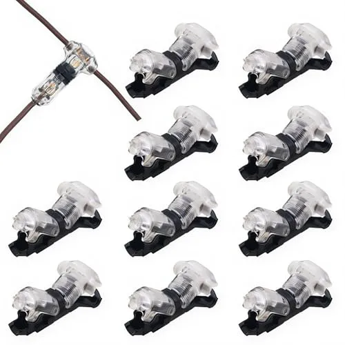 CESFONJER T Verbinder, 10 Packung Niederspannung T Hahn Kabelverbinder T geben 1 Pin lötfreie mit kein Draht-stripping für Drähte 20/22 AWG 0,2-0,5mm² Anschlusskabel erforderlich
