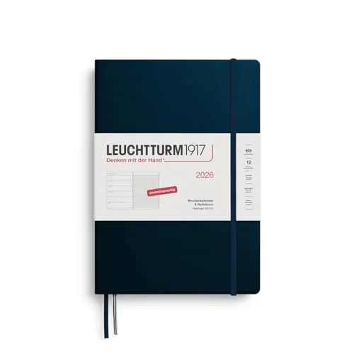 LEUCHTTURM1917 Wochenkalender & Notizbuch Composition (B5) 2026 - Personal Organizer mit 12 Monaten, ideal für Planung und Notizen, inklusive praktischem Hardcover, Lesezeichen und 3-Jahresübersicht.