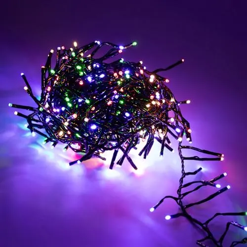 LED Lichterkette bunt für Außen mit Timer und Netzstecker - 384 LED / 4,9 m - Weihnachts Deko Beleuchtung multicolor 8 Funktionen und Speicherchip - Weihnachten Advent Garten Party Dekoration