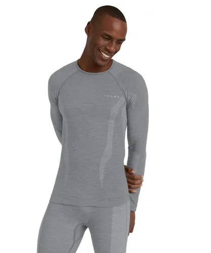 Falke Herren Langarmshirt Wool-tech grey-heather (3757) M - Sportunterwäsche für Herren, hochisolierende Merinowollmischung mit geruchshemmenden Eigenschaften, ideal für kalte Temperaturen und maximale Bewegungsfreiheit bei sportlichen Aktivitäten.