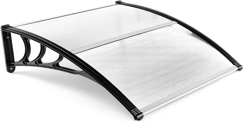 GOPLUS Vordach für Haustür, 102 × 99 cm - Vordächer aus Aluminium & Polycarbonat, bietet effektiven Sonnen- und Regenschutz für Ihren Eingangsbereich, leicht zu installieren und wetterfest.