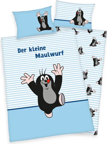 Der kleine Maulwurf Baby Bettwäsche 40x60 + 100x135cm 100% Baumwolle mit Reißverschluss