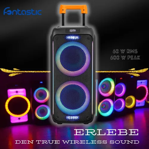 Fontastic Party-Lautsprecher Zeal - Tragbarer Bluetooth Lautsprecher mit Mikrofon und LED-Effekten - Tragbare Bluetooth-Lautsprecher mit sattem Bass und synchronen LED-Effekten für echte Party-Vibes. Ideal für Karaoke und jede Feier, mobiler Lautsprecher mit USB, AUX und MicroSD Wiedergabe.