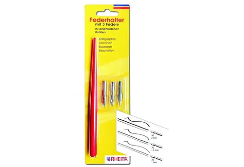 Rheita Kalligraphie-Stift Rheita Federhalter-Set bestehend aus Federhalter und 3 Federn in