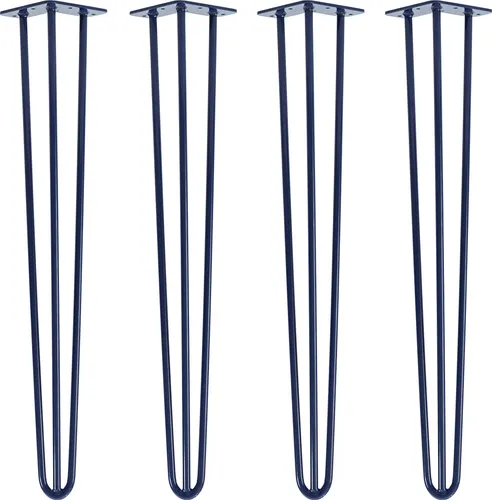 Natural Goods Berlin HAIRPIN Legs - Haarnadelbeine für DIY-Möbel, Marineblau, 71 cm, 4 Stück - Vielseitige Haarnadelbeine für Esstische, Schreibtische und mehr. Robuste Konstruktion aus 12mm Rundstahl, stabile Grundplatte und elegantes Design in Marineblau. Ideal für kreative Projekte!