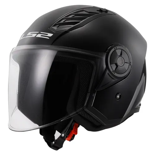 LS2 Jet-Motorradhelm Airflow II Gloss Black, L - Motorradhelm mit langem, kratzfestem Visier und UV-Schutz, ideal für städtische Fahrten. Leicht und bequem mit nur 950 g, entspricht der Norm ECE 22.06.