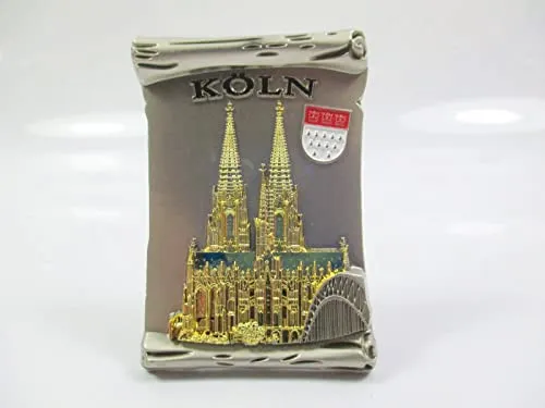 Köln Dom Cologne Metall Magnet Schriftrolle Souvenir Germany Wappen Bruecke