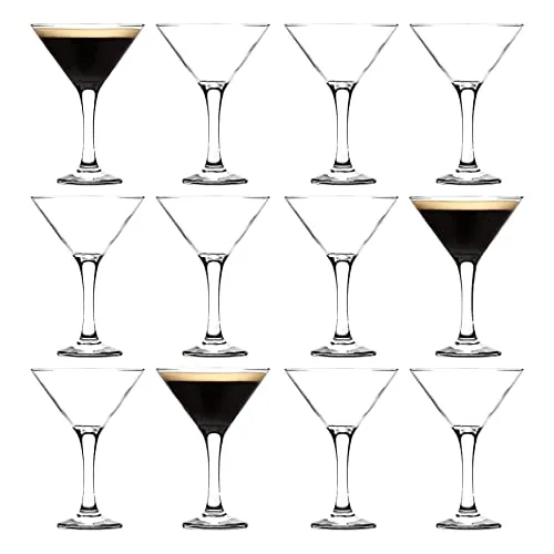 Rink Drink 12x 175ml Espresso-Martini-Gläser - Vintage Art-Deco Sekt Gin Cocktail Trinken Coupé-Glas Party-Set