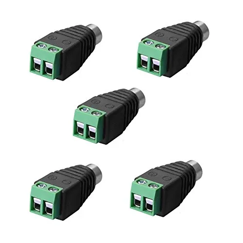 SIENOC Adapter Terminalblock > Cinch Buchse RCA Adapter DC Block Schraubanschluss 2-Pin (5 Stück