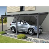 Einzelcarport SKAN HOLZ Vogtland 300x541 cm - Schiefergrau mit Pfostenankern - Gartenhäuser, Geräteschuppen & Carports - Robuster Carport aus hochwertigem Holz mit Pultdach und stabilen Pfostenankern für optimalen Schutz.
