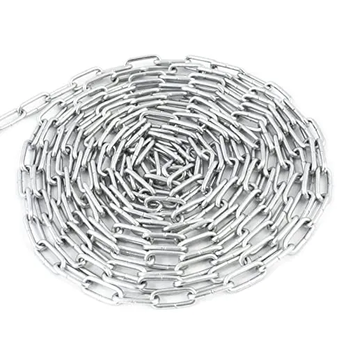 DQ-PP Stahlkette Stahl C15 – 3mm – 15m – Kurzgliedrig – Verzinkt – DIN 5685 – Absperrkette – Metall – Rundstahlkette – Eisenketten – Absperrketten – Zurrketten