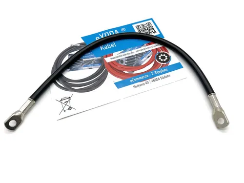eXODA 16 mm2 M6 M6 Batteriekabel, Schwarz, (30 cm), 99% Kupfer