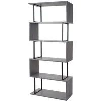 Berlinlodge Bücherregal 183x80x30cm – Modernes Standregal in Grau - Vielseitiges Bücherregal mit 5 Ebenen für Bücher, Pflanzen und Deko. Robuste Kombination aus MDF und Metall, pflegeleichte 3D-Struktur für einen stilvollen Look. Ideal für Wohnzimmer, Schlafzimmer oder Büro.