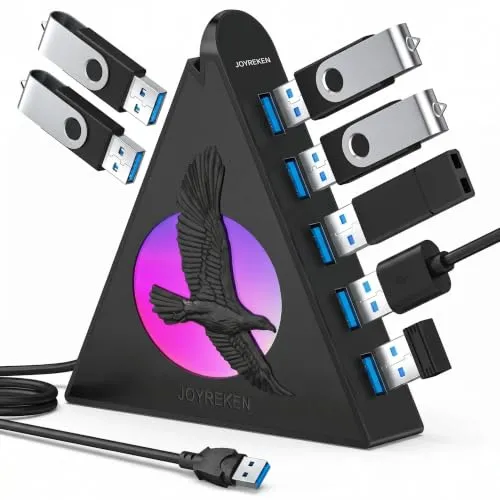 Ports USB Hub,JoyReken USB 3.0 verlängerung mit verlängertem 60cm Kabel,USB Verteiler für Laptop, MacBook, Xbox, PS4/5, Flash Drive, XPS, PC, Flash Drive,Gamepad, Printer, Kamera,Tastatur, Maus 7