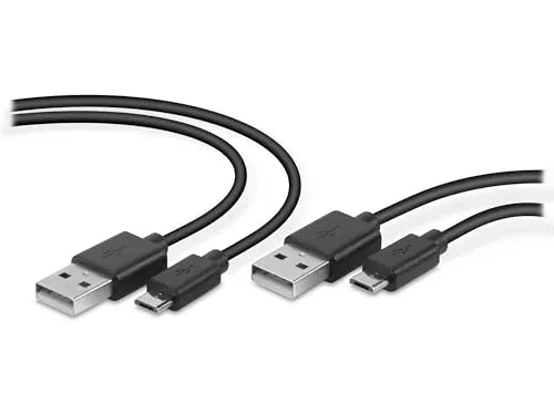 Speedlink STREAM Play & Charge USB Cable Set – 2 Ladekabel für DUALSHOCK-Controller der PlayStation 4, Länge 3 Meter, USB-A zu Micro-USB, Datenkabel, schwarz