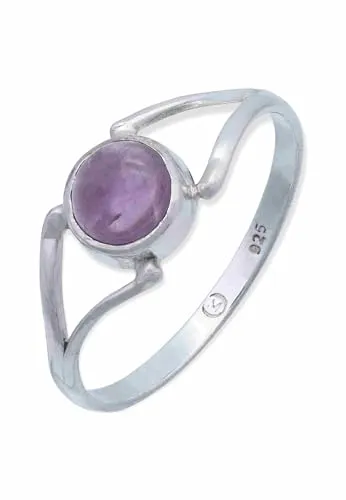 mantraroma Ring Silber 925 Damen Amethyst Edelstein lila schlicht modern
