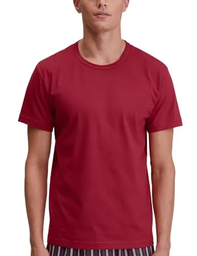 Calida Remix Basic Sleep T-Shirt Rot – Bequemes Herren Schlafshirt aus Baumwolle - Luftiges Schlaf-T-Shirt aus 100% Baumwolle für optimalen Komfort. Zeitloses Design mit Rundhalsausschnitt, ideal zum Relaxen und Schlafen. Perfekte Ergänzung für deine Nachtwäsche!