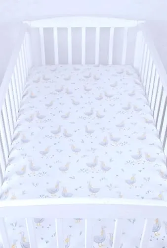 BABYLUX Baby Spannbettlaken für Kinderbett - 100% Baumwolle,60x120 / 70x140 cm weich und bequem, passend für alle Standardmatratzen, (131. Gänse, 60x120cm)