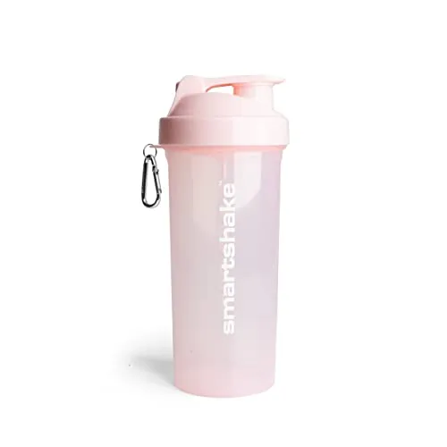 Smartshake Lite Protein Shaker Flasche 1000ml | Auslaufsichere Gym Shaker Trinkflasche für Proteinshakes | Klare PP-Wasserflasche, BPA- und DEHP-freier Proteinpulver-Schüttelbecher, Baumwolle Rosa