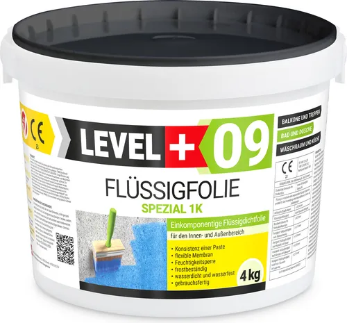 Dichtfolie 4kg Flüssigfolie Bad und Balkon Abdichtung Wasserdicht LEVEL+ RM09