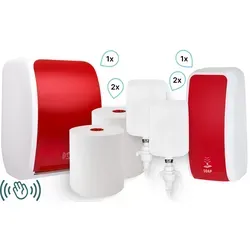 Blanc HYGIENIC KOMPLETT-Set Waschraum Sensor - Öffentliche Papierhandtuchspender: Komplettset mit Handtuchrollenspender und No Touch Seifenspender für höchste Ergiebigkeit und Hygiene in Waschräumen.