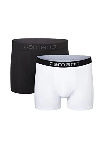 Camano Herren Boxershorts Unterhosen Herren elastischer Gummibund ohne Einschneiden Baumwolle Stretch hautfreundlich Atmungsaktiv 2er Pack L White Mix