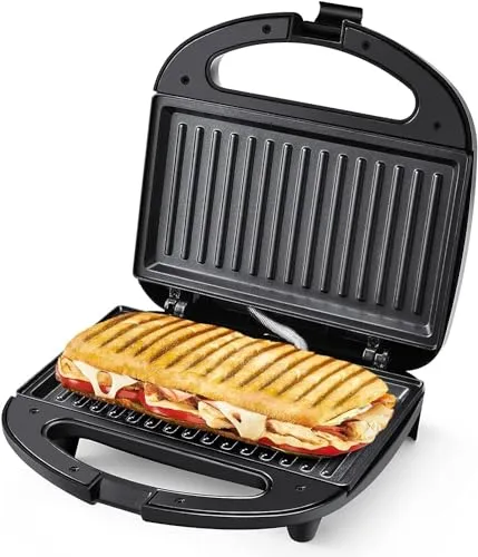 YASHE Sandwichmaker 750W - Antihaft-Sandwichtoaster mit Temperaturregler - Sandwichmaker mit 750W für perfekte Sandwiches, ausgestattet mit Antihaftplatten und automatischer Temperaturkontrolle. Ideal für kleine Küchen und vielseitig einsetzbar!