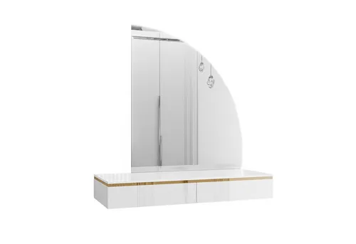 Lookway Schminktisch AURORA-Q - Schminktisch mit Spiegel und LED-Beleuchtung, ideal für stilvolles Make-up und einfachen Zugang zu Kosmetikartikeln durch 2 Schubladen.