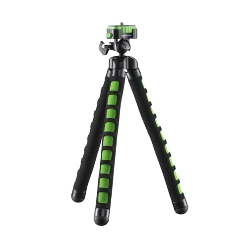 Mantona kaleido Flex leichtes Flex Stativ (mit hochwertigem 360° Kugelkopf, geeignet für Digital und Videokameras, Smartphones und Action Cams) lime green