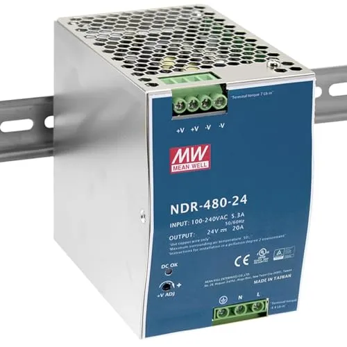 WITTKOWARE NDR-480-48 Industrie-Schaltnetzteil für 35mm DIN-Hutschiene, Ausgang: 48V/DC (per Poti einstellbar 48~55V), max. 10A, 480W