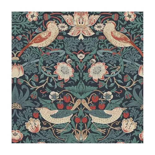 William Morris At Home Strawberry Thief Deep Blue Vliestapete 10mx52cm | | Einfach anzubringen und zu Entfernen 1005 x 52