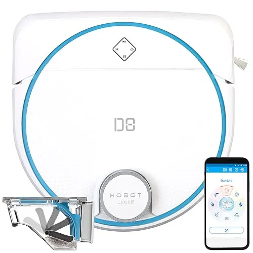 Sichler Exclusive Saug Wischroboter: HOBOT LEGEE D8 - Staubsaugroboter mit 5.000 Pa Saugkraft und intelligentem Lidar-Sensor für präzise Raumnavigation. Ideal für gründliche Reinigung in bis zu 5 Räumen.