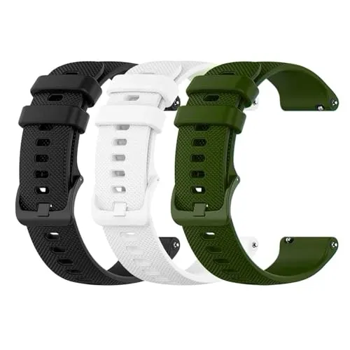 OcioDual 3 Stück Uhrenarmband 18mm Schwarz/Weiß/Armeegrün, Uhrenarmbänder, Fitness Uhrenarmband, Uhrenarmbänder für Herren, Uhr Damen Smartwatch Armband 20mm, Uhren Herren Smartwatch