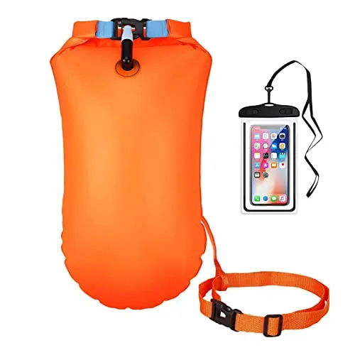 Schwimmboje mit Trockensack 20L – Aufblasbare Sicherheit für Triathleten