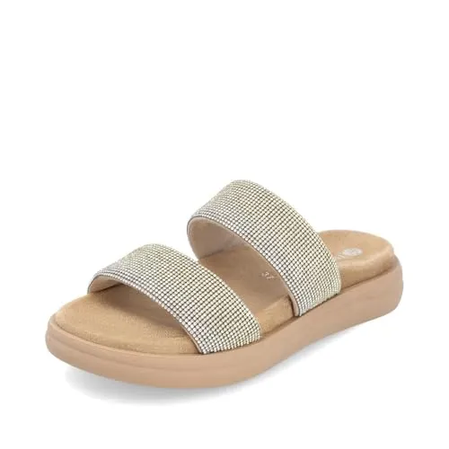Remonte Pantoletten Lederimitat in Beige - 38 EU - Pantoletten aus hochwertigem Lederimitat mit bequemen Blockabsatz von 4 cm. Ideal für lässige Outfits, komfortable Mikrofaser-Innensohle und rutschfeste Gummisohle.