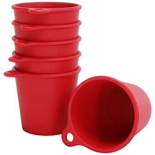 SoPro 6x Schnapsbecher Plastik 4 cl wiederverwendbar - Shotgläser 40 Milliliter rot - Mehrweg Schnapsglas zum Umhängen - Shot Becher 4cl - Schnapsgläser für Junggesellenabschied Frauen, JGA