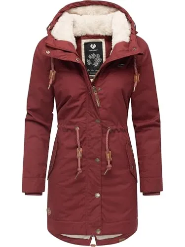 Ragwear Damen Wintermantel YM-Canny - Warmer Parka mit Kapuze - Funktionsjacken: Stylischer, gefütterter Parka aus wasserabweisendem Material mit kuscheligem Teddyfleece-Innenfutter, ideal für kalte Tage und Outdoor-Aktivitäten.