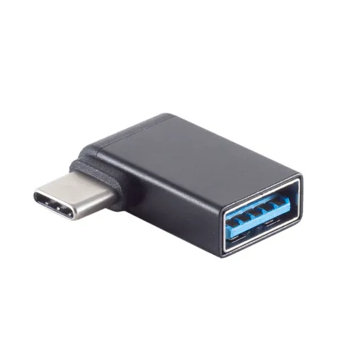 Produktbild USB-C 3.0 Adapter, Metall, C Stecker A Buchse, 90° gewinkelt, schwarz