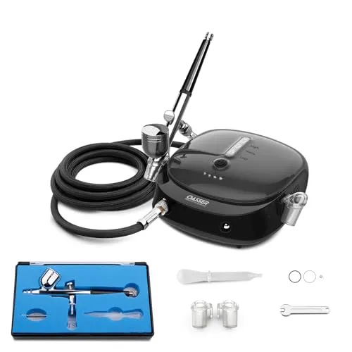 Oasser Airbrush Set Kompressor mit Dual Action und 3 Modi - Vielseitiger Airbrush-Kompressor für Anfänger: Ideal für Modellfärbung, Kunst und Heimwerken. Drahtloser Betrieb, 1000mAh Akku für 70 Minuten Nutzung. Einstellbarer Druck für präzise Spritztechnik.
