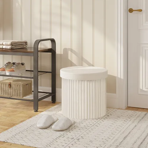 WOLTU Hocker mit Stauraum rund Sitzhocker Sitzbox Sitztruhe faltbar SH89cm