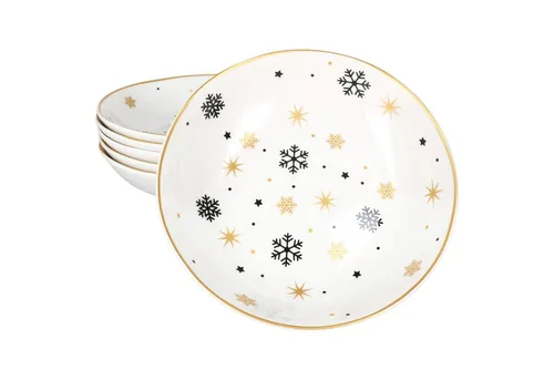 MamboCat Suppenteller 6x Stars schwarz & gold - Elegante Suppenteller für festliche Anlässe, ideal für Suppen und Eintöpfe. Robust und spülmaschinengeeignet – für einen Hauch Luxus an Ihrem Weihnachtstisch.