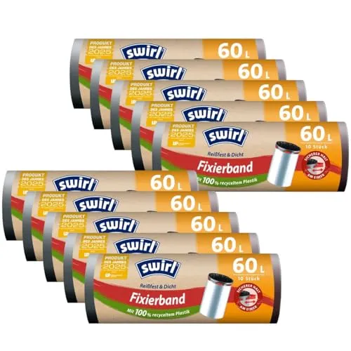 10x Swirl Fixierband Müllbeutel 60L (10 stk/Rolle) von Swirl