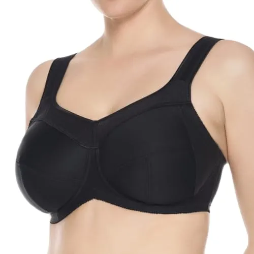 Ulla Dessous - Kate - Sport-BH mit Bügel (105 I Schwarz) - Funktionsunterwäsche mit viergeteilten Cups für perfekten Sitz und optimalen Halt, ideal für intensive Aktivitäten. Atmungsaktives Material sorgt für hohen Tragekomfort.