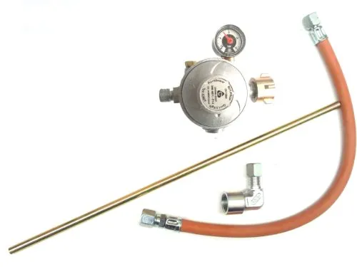 Gasherdanschluß-Set 4tlg. 50mbar mit Manometer - Anschluss-Set für Backöfen & Herde, inklusive Manometer und 2 Sicherheitsventilen für eine zuverlässige und sichere Gasversorgung.