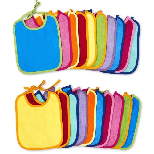 KiGATEX 20 x Babylätzchen aus 100% Baumwolle - Fütterlätzchen für Babys, extrem saugfähiger Frottee-Latz für optimalen Schutz vor Flecken, verstellbar und pflegeleicht, ideal als Geschenk zur Babyparty.